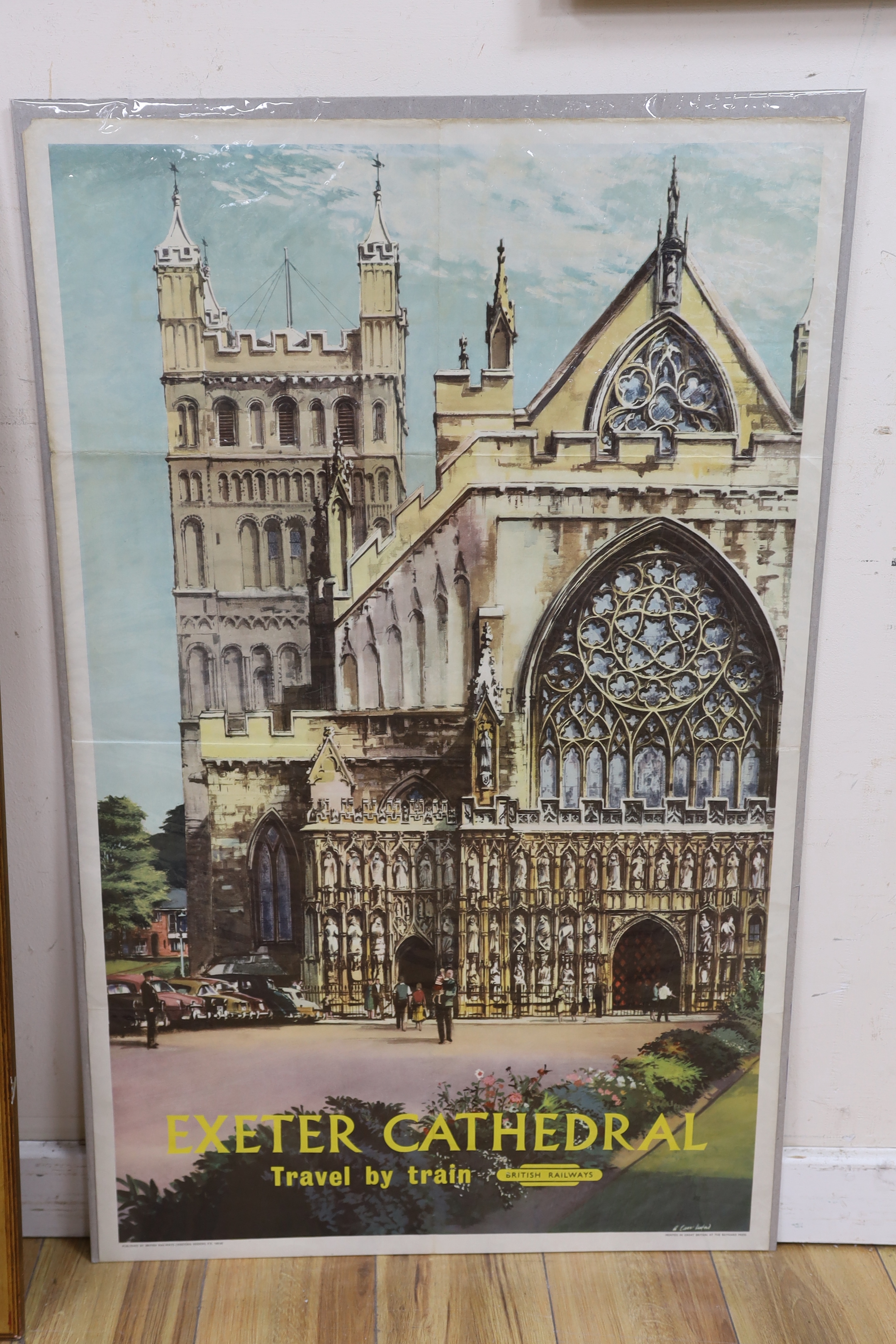 Alan Carr Linford (b.1926), lithographic poster for British Railways, 'Exeter Cathedral - Travel by Train', P.R169/60, 101.5 x 63cm, unframed